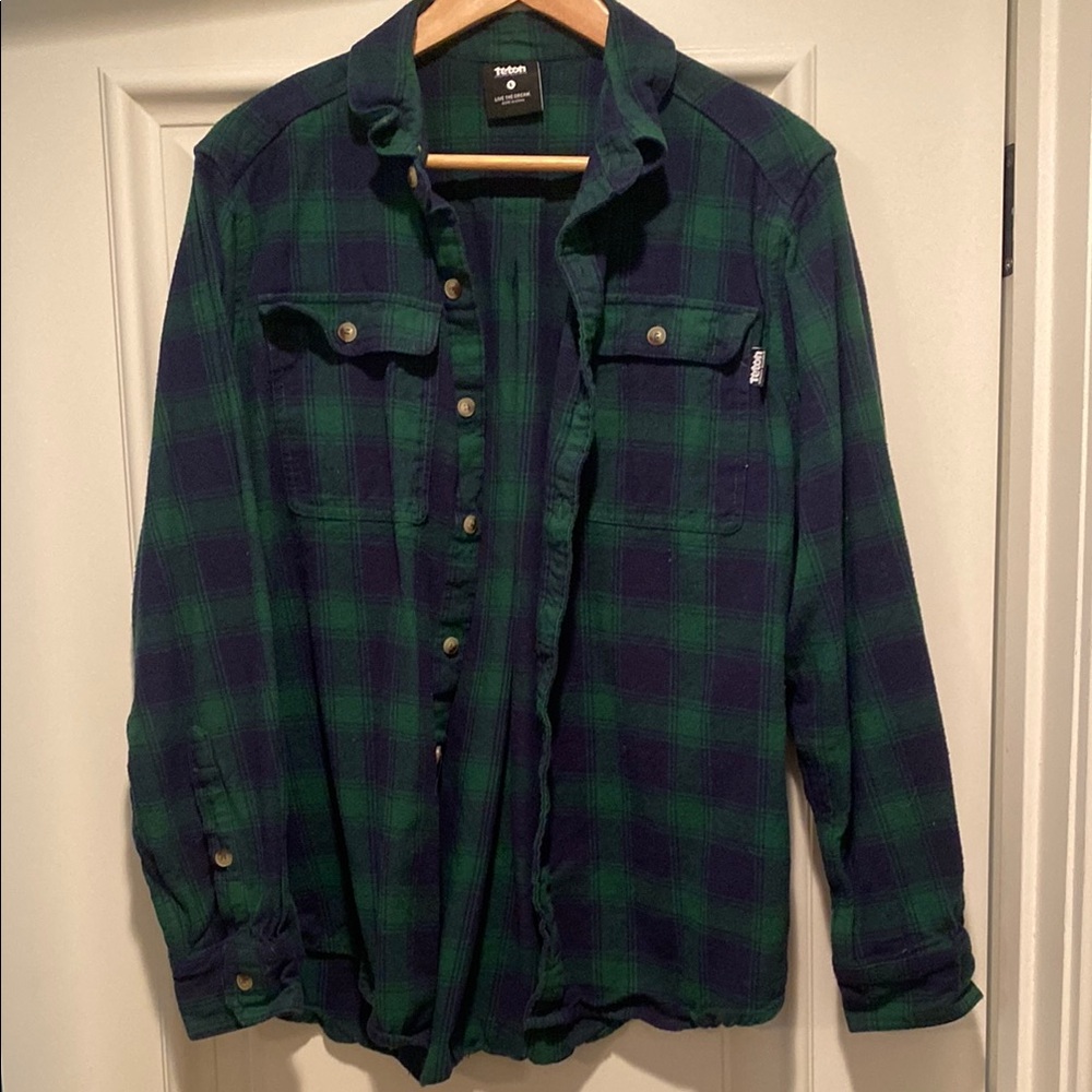 Green and Blue Plaid Casual Button Down Shirt